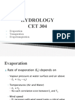 Hydrology CET 304: Evaporation Transpiration Evapotranspiration