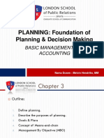 PLANNING: Foundation of Planning & Decision Making: Basic Management and Accounting