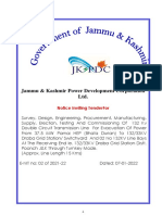 Jammu & Kashmir Power Development Corporation LTD.: Notice Inviting Tenderfor