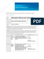 Mostafa Mohamed Alserafy: MYP Community project/MYP Personal Project