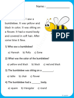 Grade 1.1 Homework For Reading Comprehension by T. Gretz