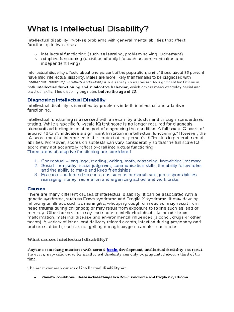 Understanding Intellectual Disability | PDF | Intellectual Disability ...