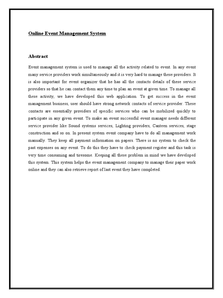 Online Event Management System Overview | PDF | Databases | Feasibility ...