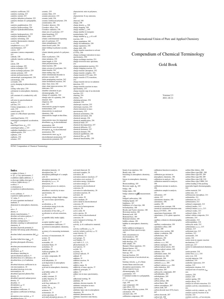 IUPAC Chemical Terminology Compendium | PDF | Polymers | Chemistry