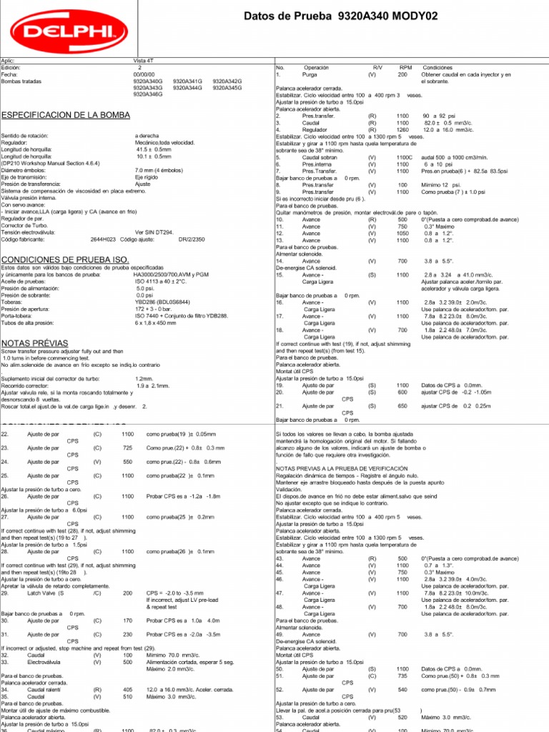 Delphi Direct Evolution - Test Plan9320A340G | PDF