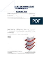 NTP 399.605-2003 ALBAÑILERIA. Método de Ensayo para La Determinación de La Resistencia en Compresión de Prismas de Albañilería.