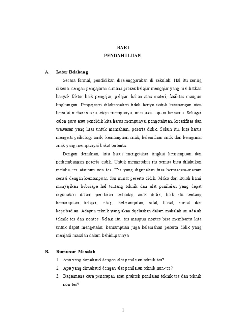 Evaluasi Pendidikan Non Tes