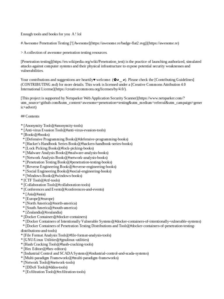 Awesome Penetration Testing Resources | PDF | Domain Name System ...