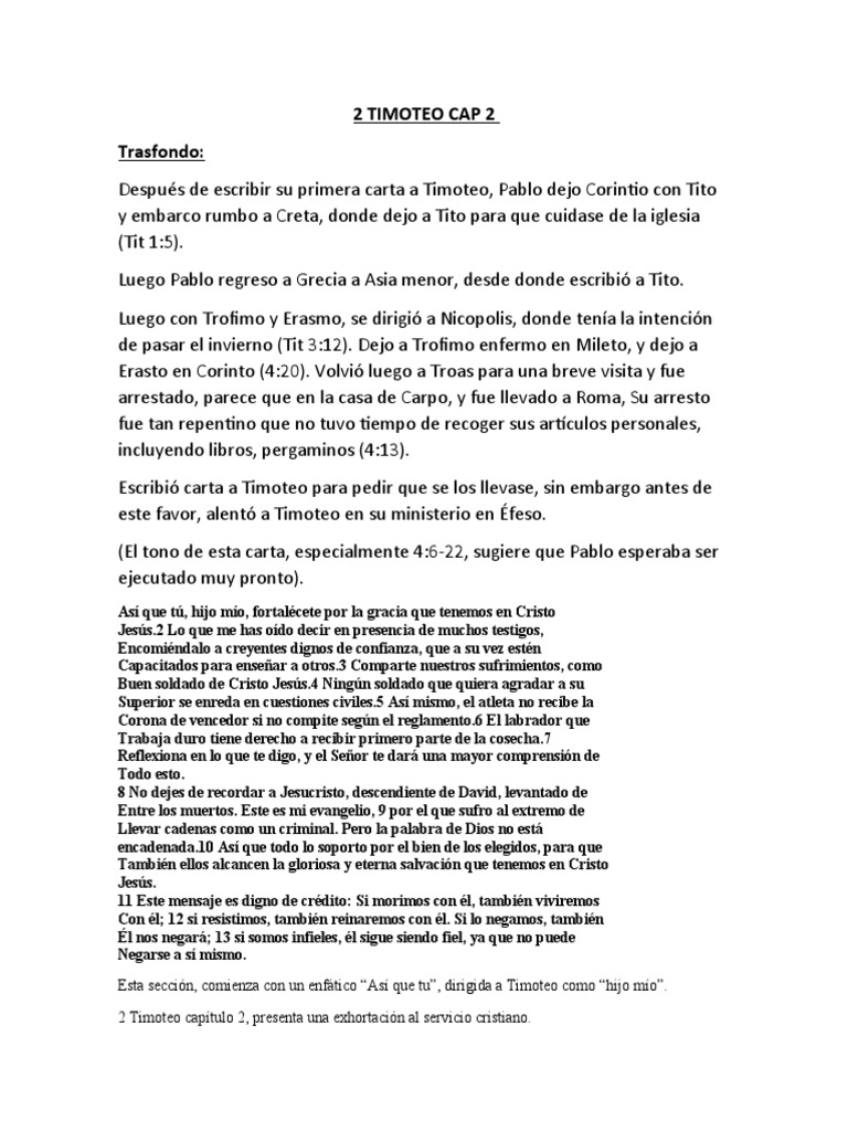 2 Timoteo Cap 2 | PDF | Pablo el apóstol | Jesús