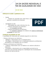 Importância Da Saúde Individual e Comunitária Na Qualidade de Vida