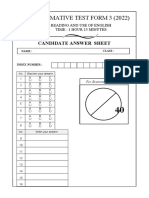 Summative Test Form 3 (2022) : Candidate Answer Sheet
