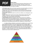 Maslow Hierarchy of Needs Theory