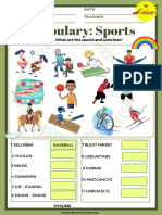 Vocabulary Sports English Worksheet