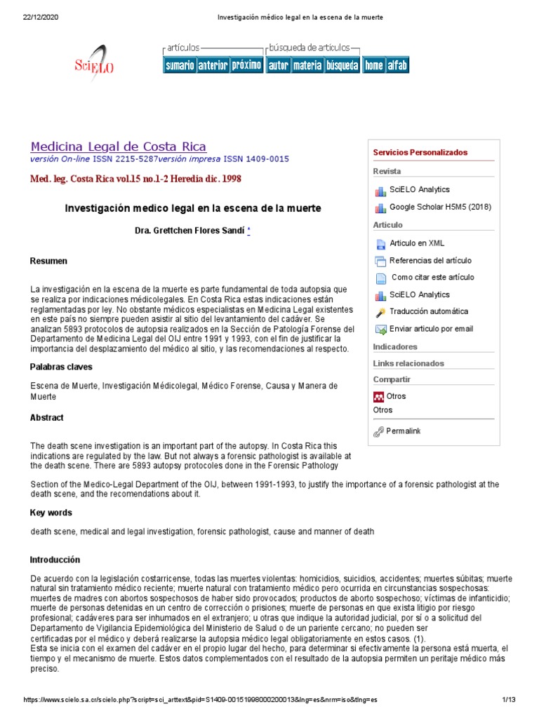 Investigación Médico Legal en Escenas de Muerte | PDF | Jurisprudencia ...