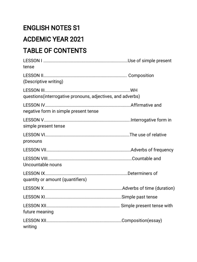 English Notes s1 2021 | PDF