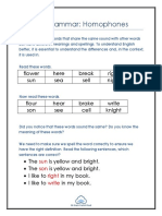 Primary Grammar Homophones