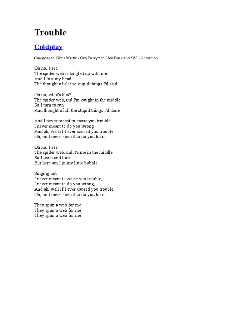 Coldplay Trouble Pdf