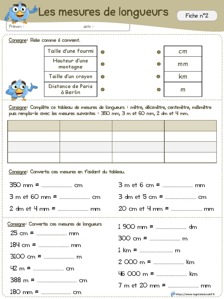 Mesures De Longueurs Cm1 Exercices Exercices Conversions Mesures Longueurs Fiche2 | PDF | Notation | Métrologie