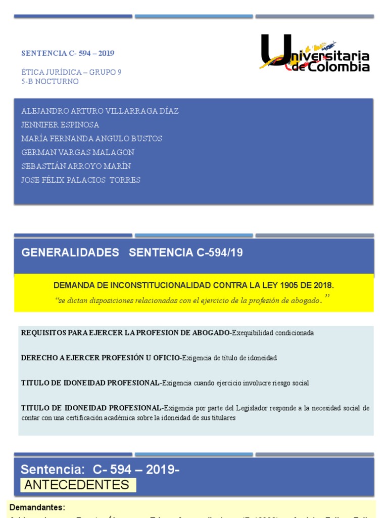 Sentencia C 594 2019 | PDF | Prueba (evaluación) | Estado (política)