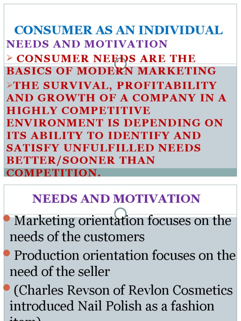 Understanding Consumer Needs and Motivation | PDF | Motivation ...