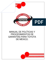 Sesion 2. MANUAL DE POLITICAS Y PROCEDIMIENTOS DE GARANTIAS DE TOYOTA DE MEXICO 2020