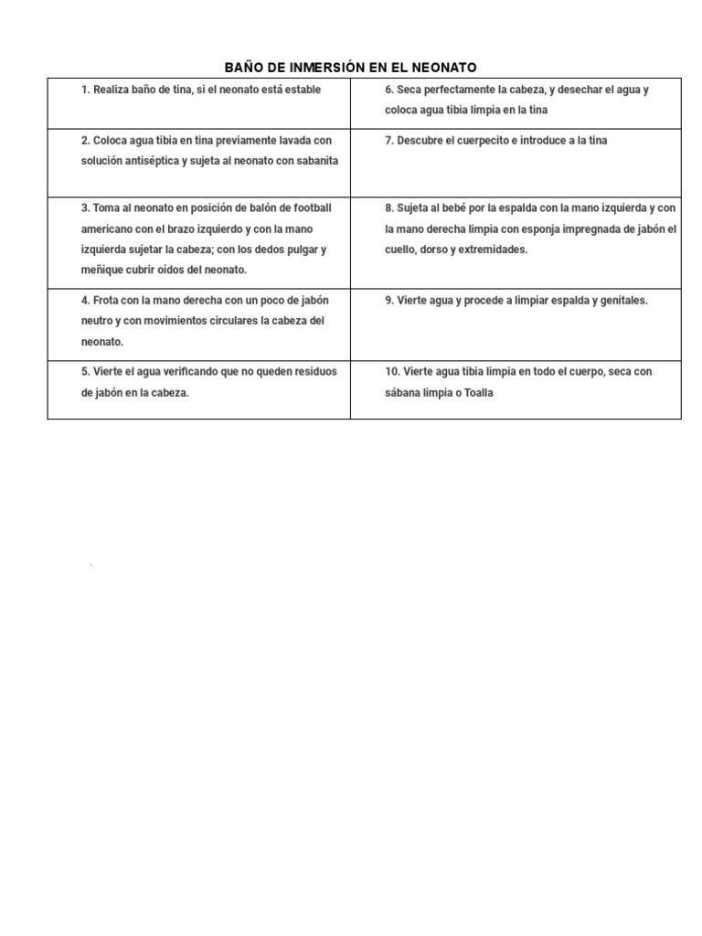 Baño de Inmersión en El Neonato | PDF