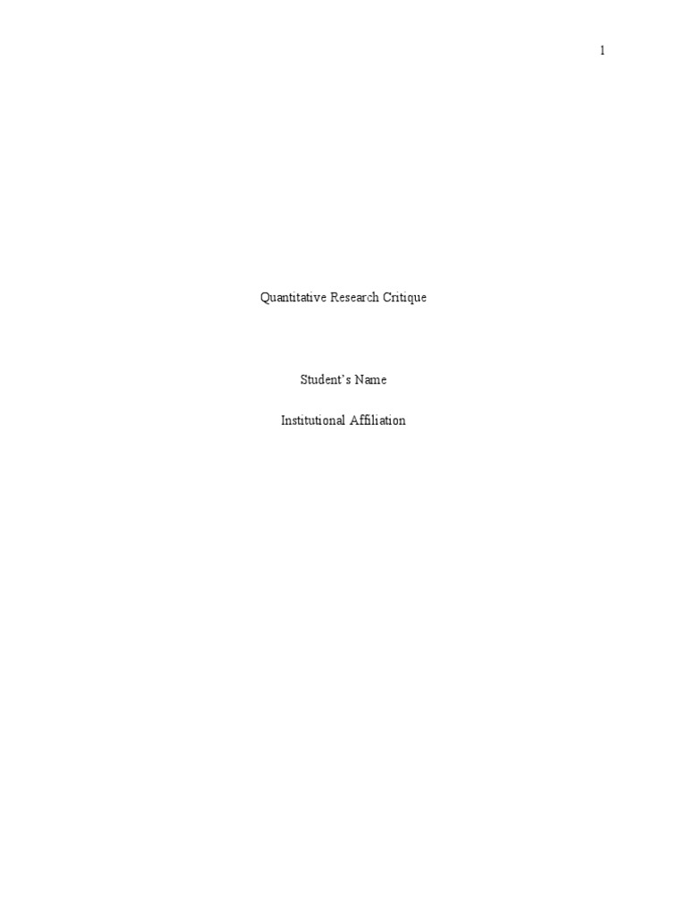 Quantitative Research Critique PDF Quantitative Research Nursing