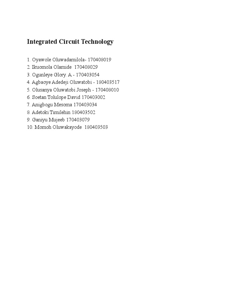 IC Technology PDF Integrated Circuit Electronic Circuits