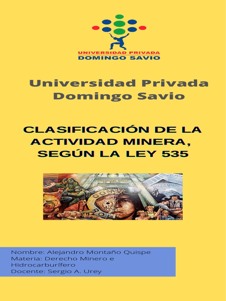 Clasificación de Actividades Mineras en Bolivia PDF Minería