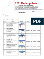 Table Tennis Table Quotation