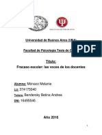 Título: Fracaso Escolar: Las Voces de Los Docentes: Universidad de Buenos Aires (UBA)
