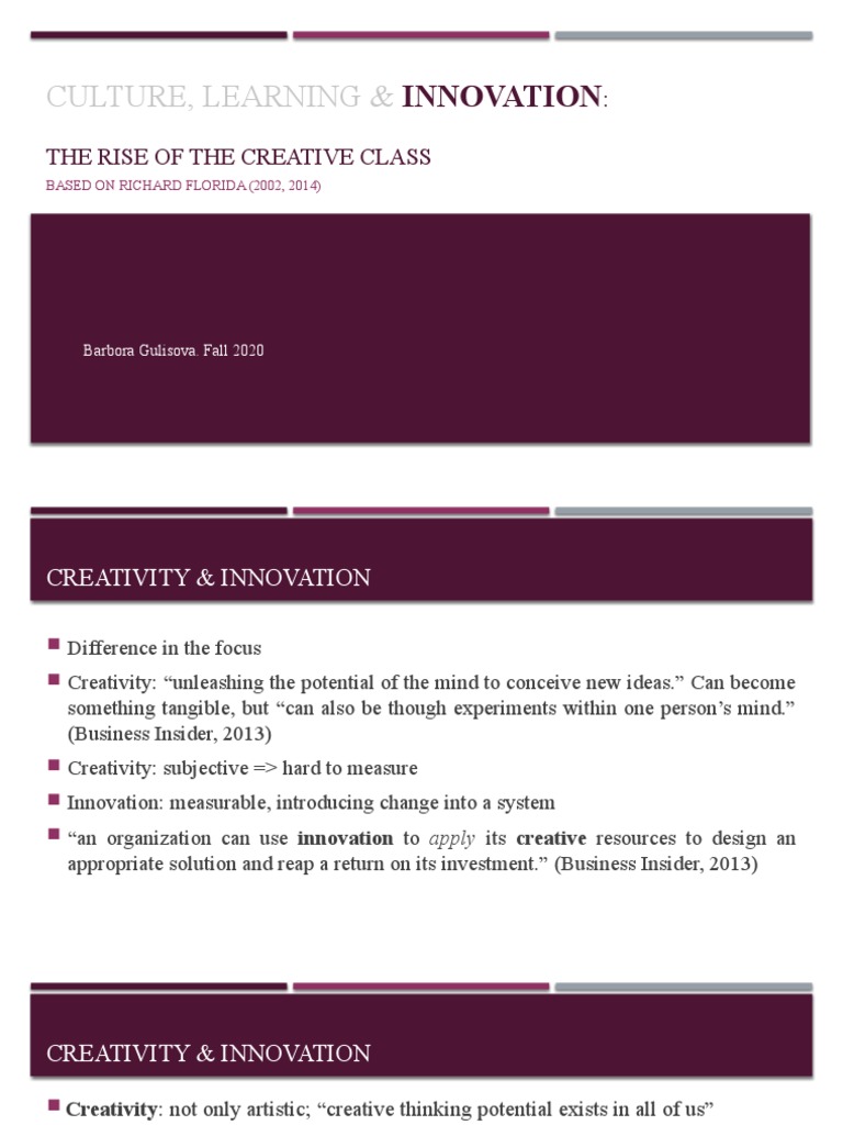 Creative Class and Innovation Dynamics | PDF | Creativity | Innovation
