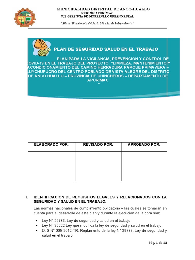 Plan de Seguridad y Salud COVID-19 | PDF | La seguridad | Ciencias de ...