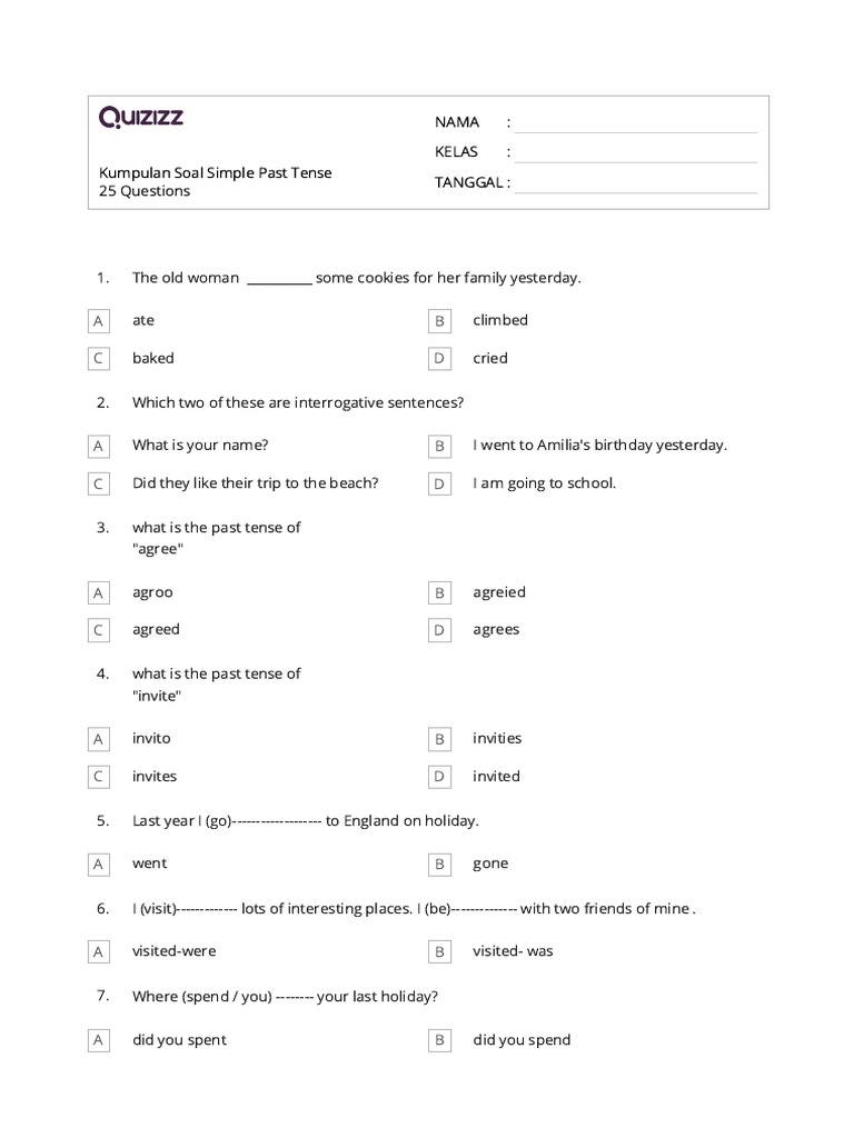 Kumpulan soal simple past tense pdf