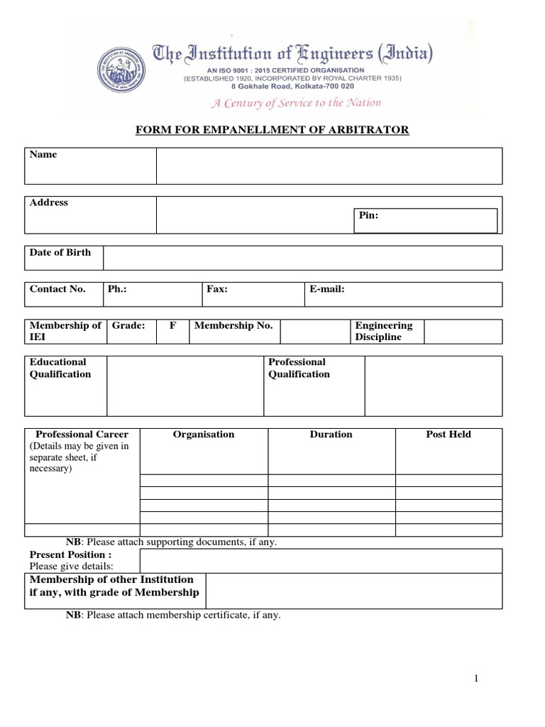 Arbitrator Empanelment Form | PDF | Engineering | Economies