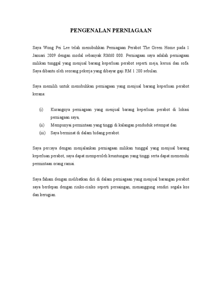 Projek Prinsip Perakaunan Tingkatan 5 Pdf