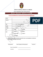 Body Mass Index Form: Philippine National Police Academy