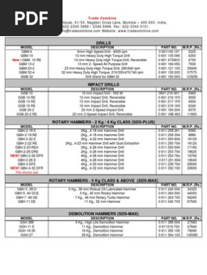 Bosch Power Tools Price List Drill Crafts