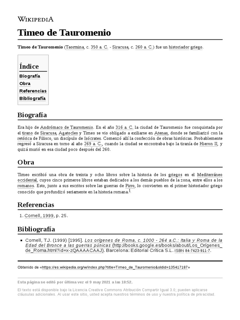 Timeo de Tauromenio PDF