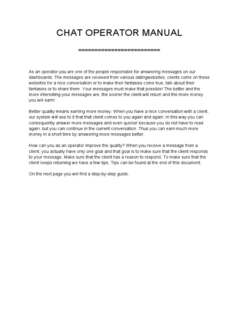 Chat Operator Guidelines and Tips | PDF