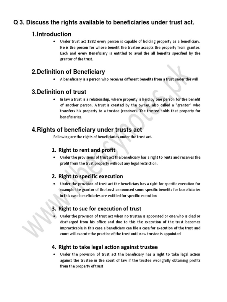 Beneficiary Rights Under Trust Act | PDF | Trust Law | Trustee