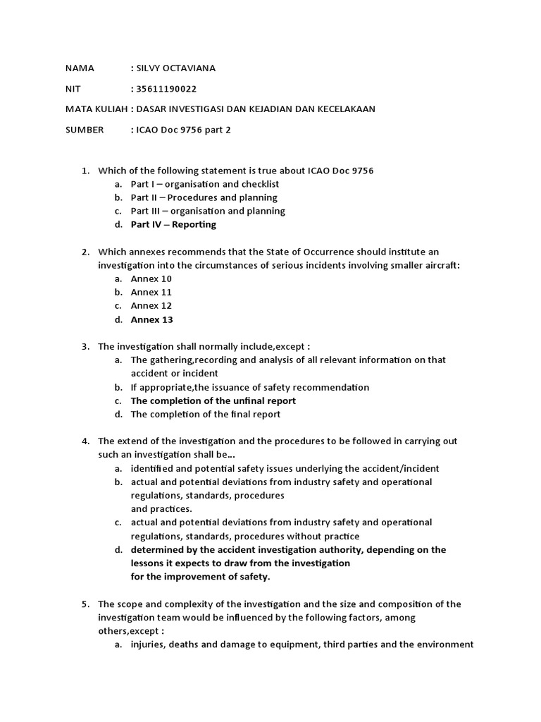 ICAO Doc 9756: Investigation Procedures | PDF | Law