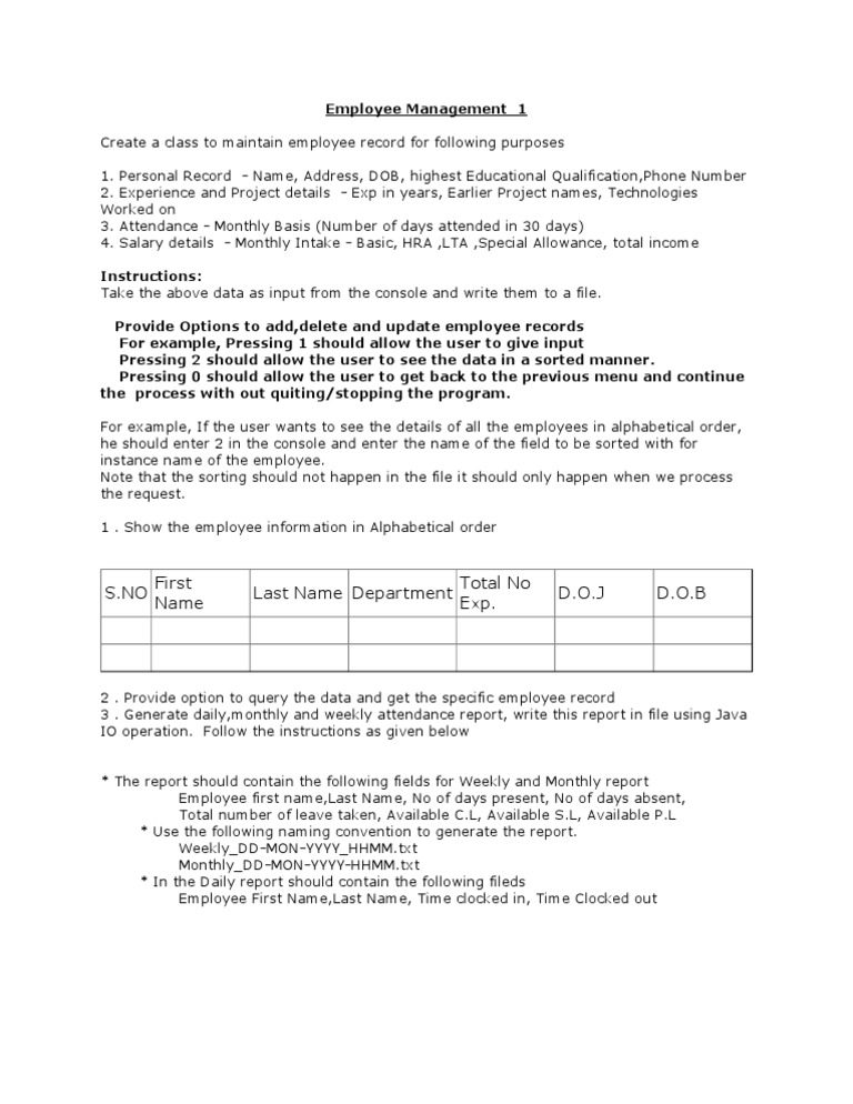 Employee Record Management System | PDF
