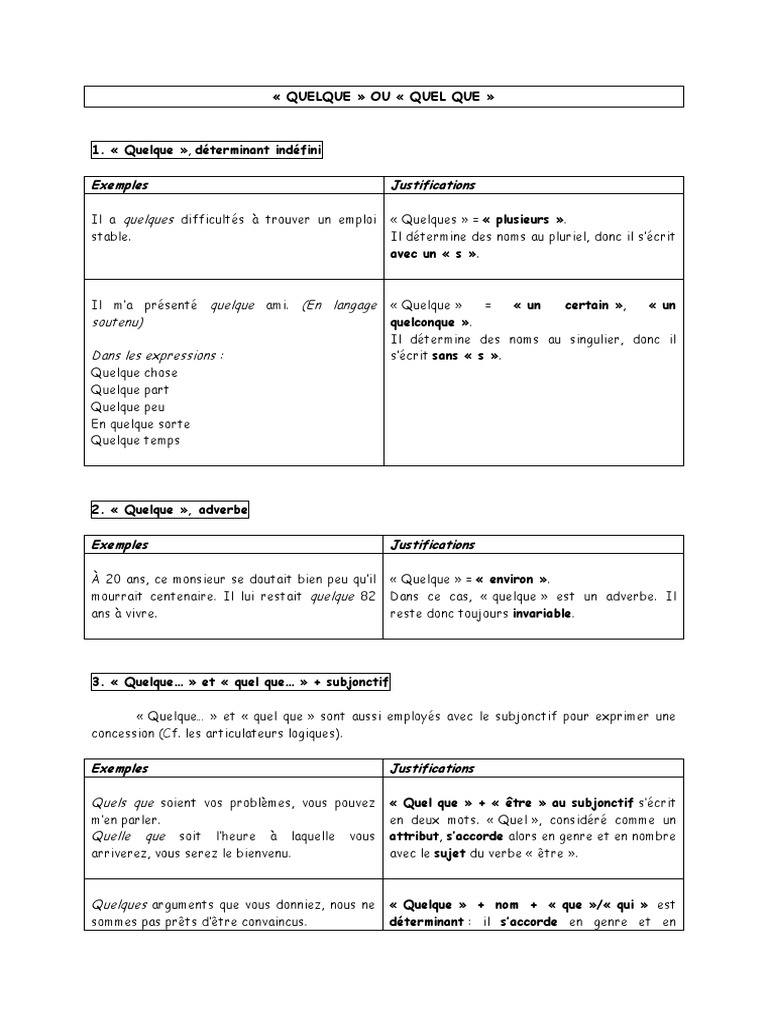 Quelque Ou Quel Que Download Free PDF Nombre grammatical Nom (grammaire)