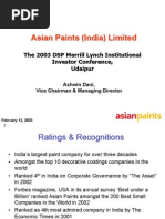 Asian Paints Analyst Briefing