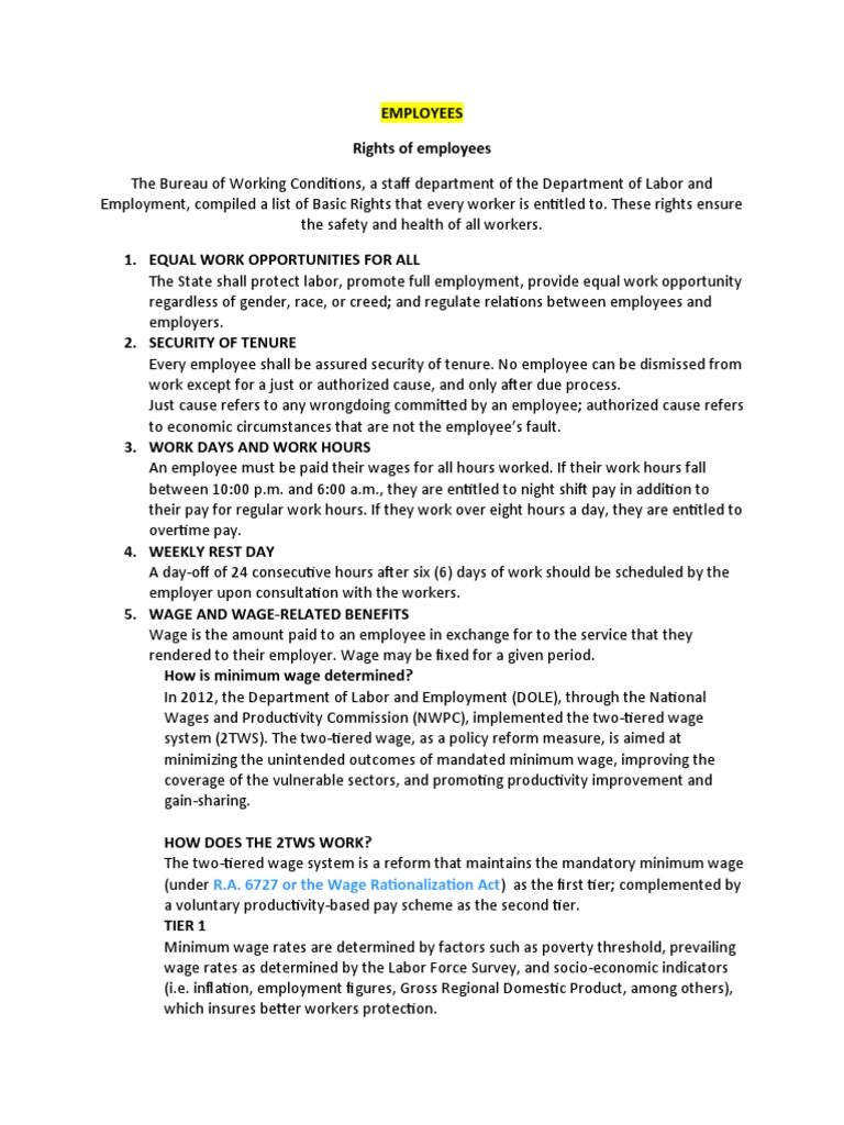 Employees Rights-WPS Office | PDF | Employment | Collective Bargaining