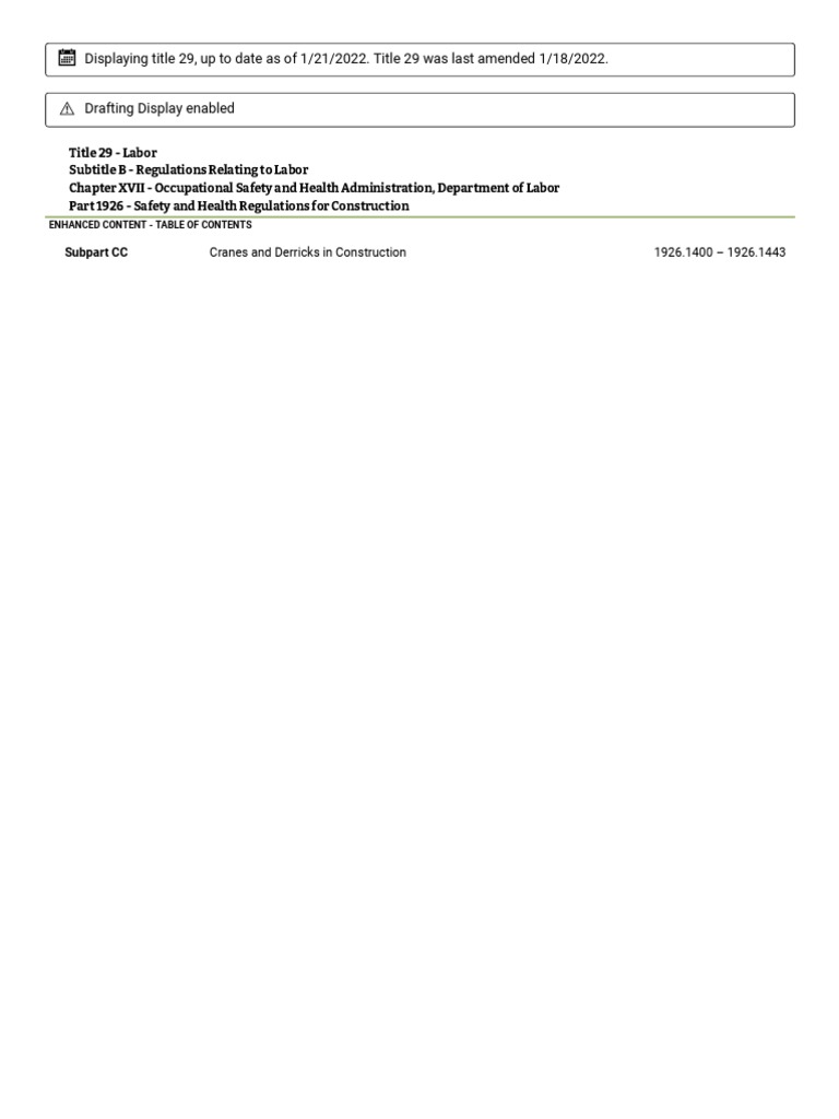 1926 Subpart CC - Cranes and Derricks in Construction | PDF | Crane ...
