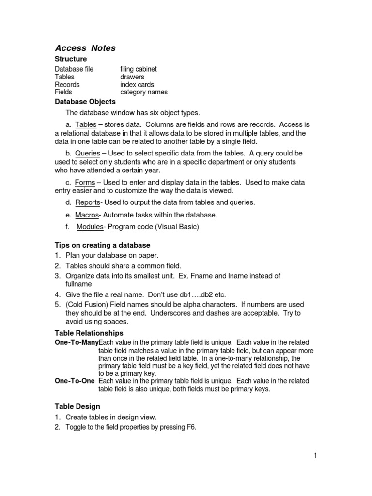 Access Notes | PDF