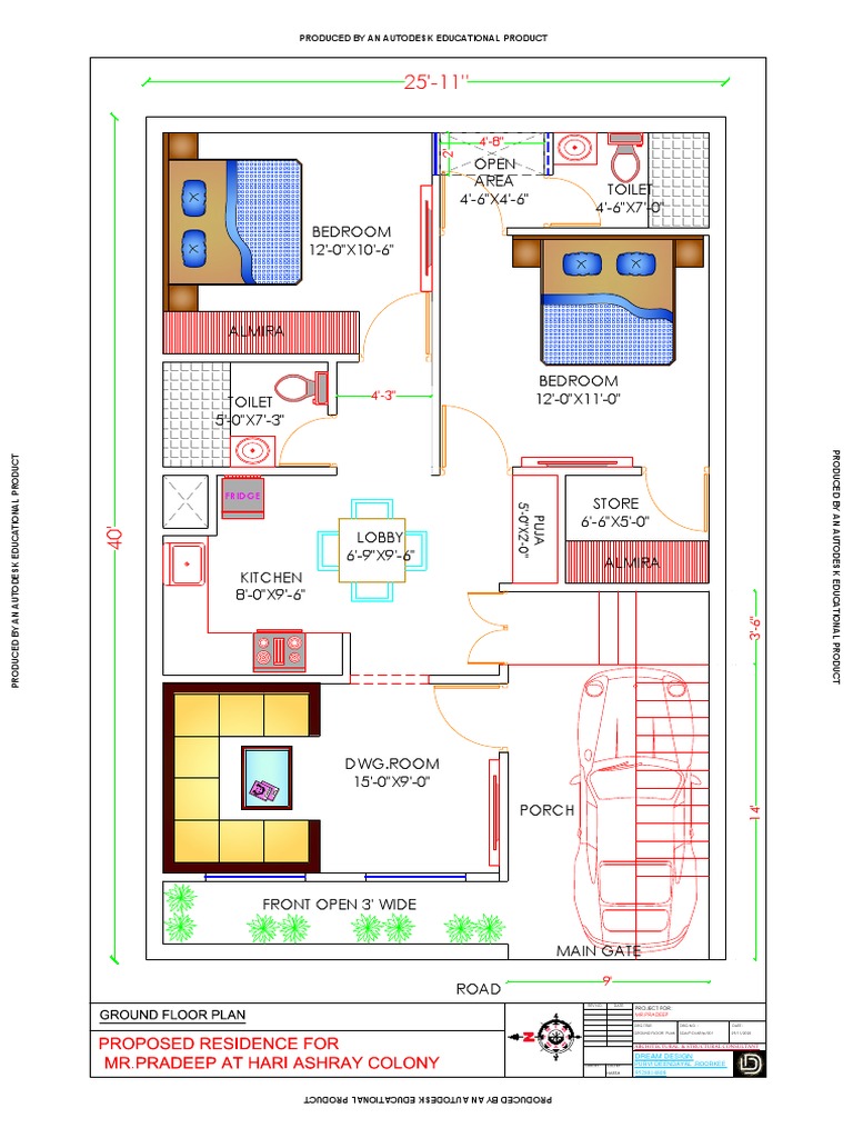 Ground Floor Plan of a Residential Building | PDF | Autodesk