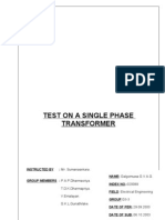 Test On A Single Phase Transformer